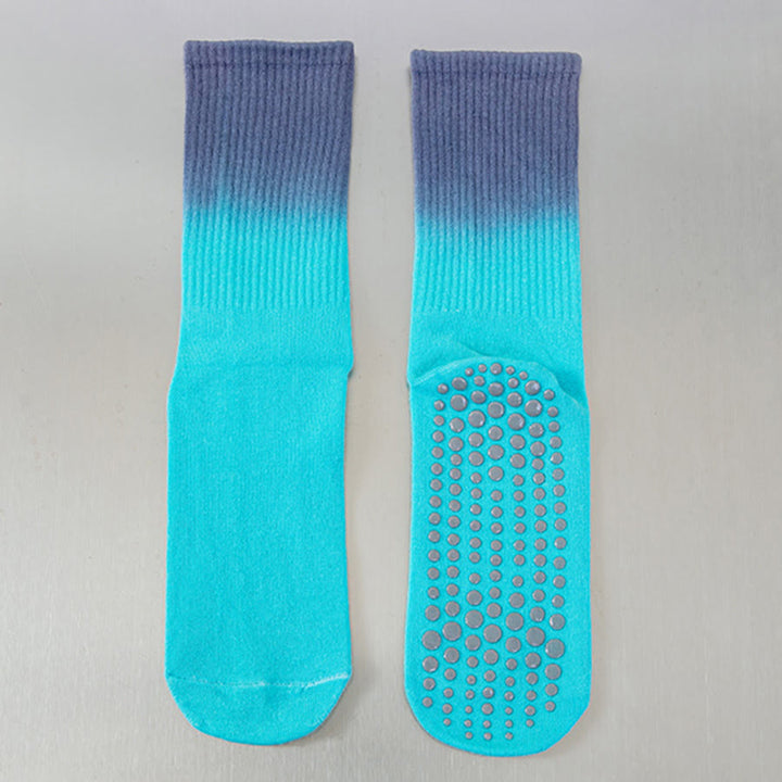 Olivenorma Gradient Color Crew Length Non-Slip Silicone Full Sole Traction Women's Yoga Socks - Aqua Blue - 10 Pairs - image 14