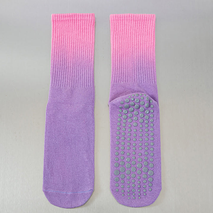 Olivenorma Gradient Color Crew Length Non-Slip Silicone Full Sole Traction Women's Yoga Socks - Pale Red-Violet - 10 Pairs - image 17