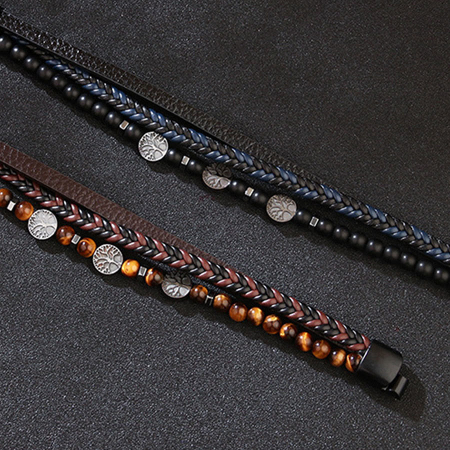 Olivenorma Bohemian Style Braided Leather & Nature Symbol Beaded Bracelet - image 11