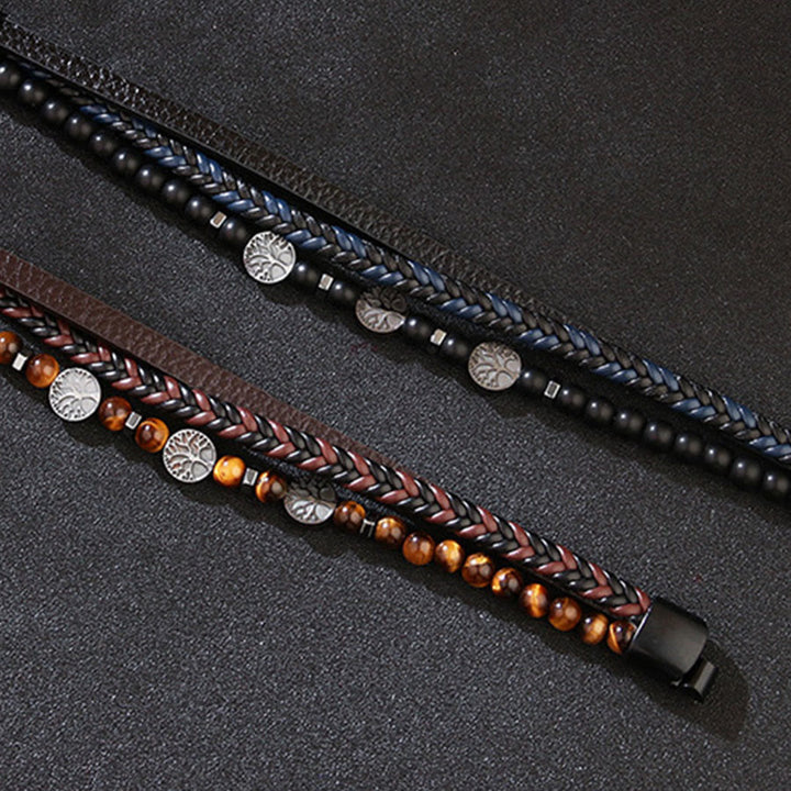 Olivenorma Bohemian Style Braided Leather & Nature Symbol Beaded Bracelet - image 11