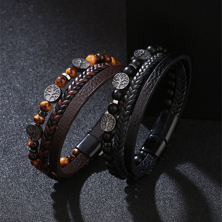 Olivenorma Bohemian Style Braided Leather & Nature Symbol Beaded Bracelet - image 10