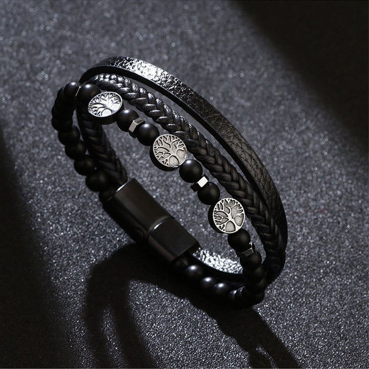 Olivenorma Bohemian Style Braided Leather & Nature Symbol Beaded Bracelet - image 8