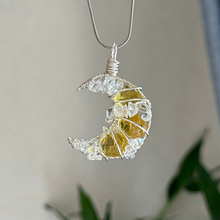 Olivenorma Crystal Crescent Moon Pendant with Butterfly Star Accents Necklace - Citrine - image 14