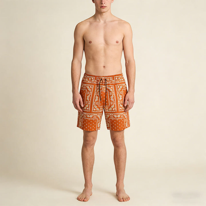Olivenorma Retro Checkered Paisley Pattern Breathable Loose Summer Men's Short Pants - image 13