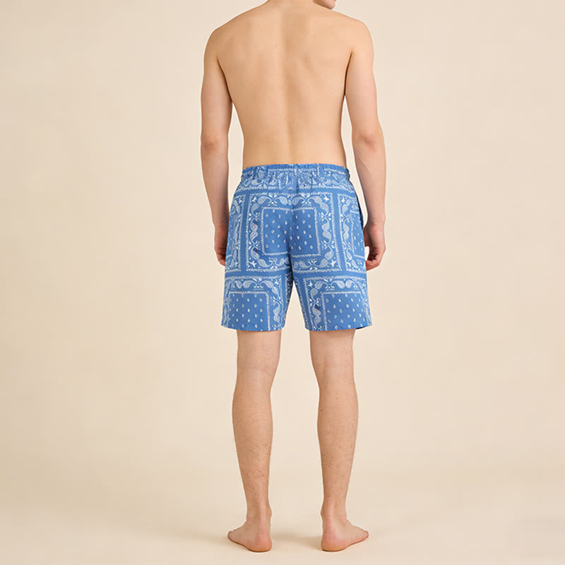 Olivenorma Retro Checkered Paisley Pattern Breathable Loose Summer Men's Short Pants - image 21
