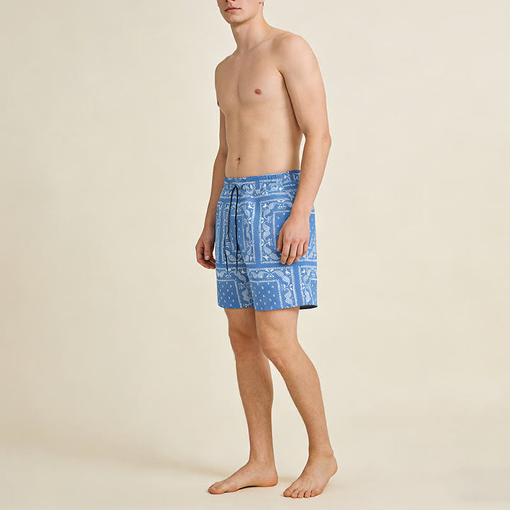 Olivenorma Retro Checkered Paisley Pattern Breathable Loose Summer Men's Short Pants - image 20