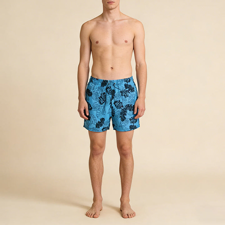 Olivenorma Sketch Tropical Monstera Leaf Print Drawstring Quick Dry Men's Short Pants - image 1