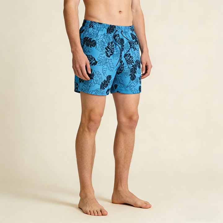 Olivenorma Sketch Tropical Monstera Leaf Print Drawstring Quick Dry Men's Short Pants - image 3