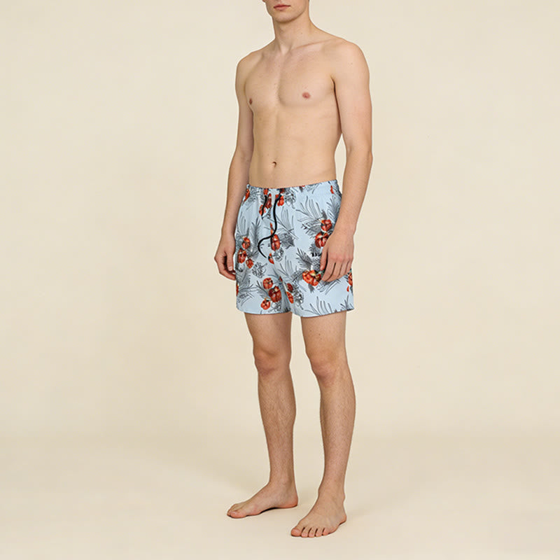 Olivenorma Tropical Hibiscus Palm Leaf Print Drawstring Quick Dry Men's Short Pants - image 4