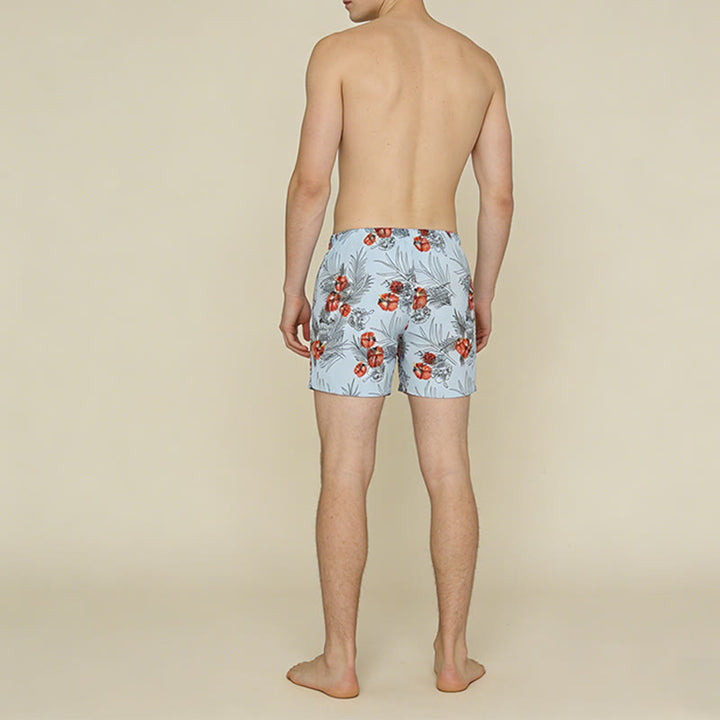 Olivenorma Tropical Hibiscus Palm Leaf Print Drawstring Quick Dry Men's Short Pants - image 3
