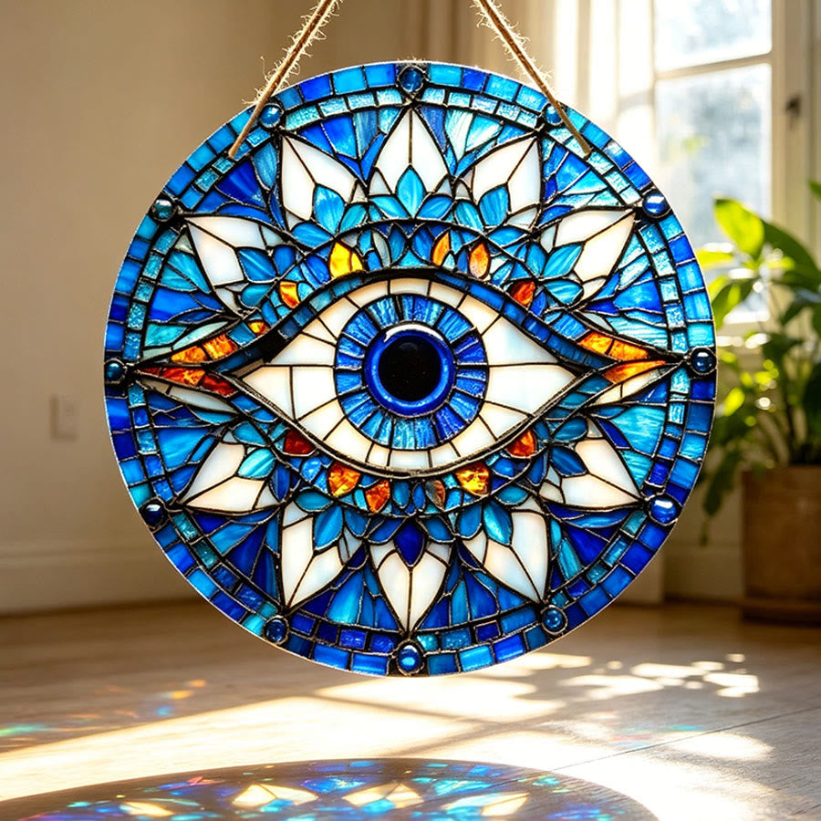 Olivenorma Mystic Evil Eye Mandala Floral Border 2D Stained Glass Sun Catcher - image 2