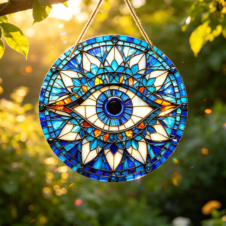 Olivenorma Mystic Evil Eye Mandala Floral Border 2D Stained Glass Sun Catcher - image 1
