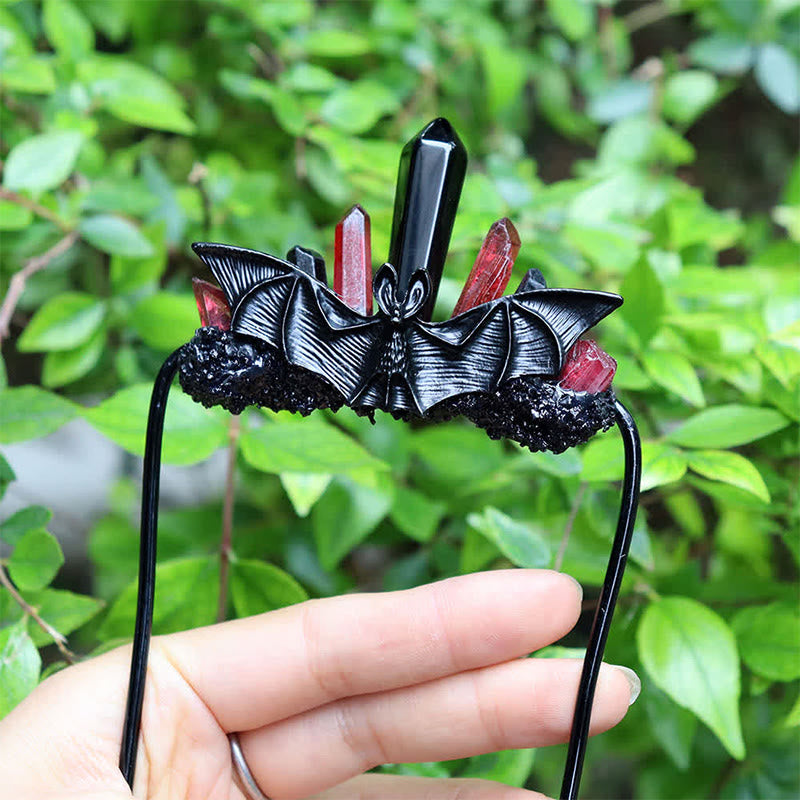 Olivenorma Vintage Golden Moon Floral Detail Rough Crystal Cluster Healing Crystal Brooch - Obsidian - image 13