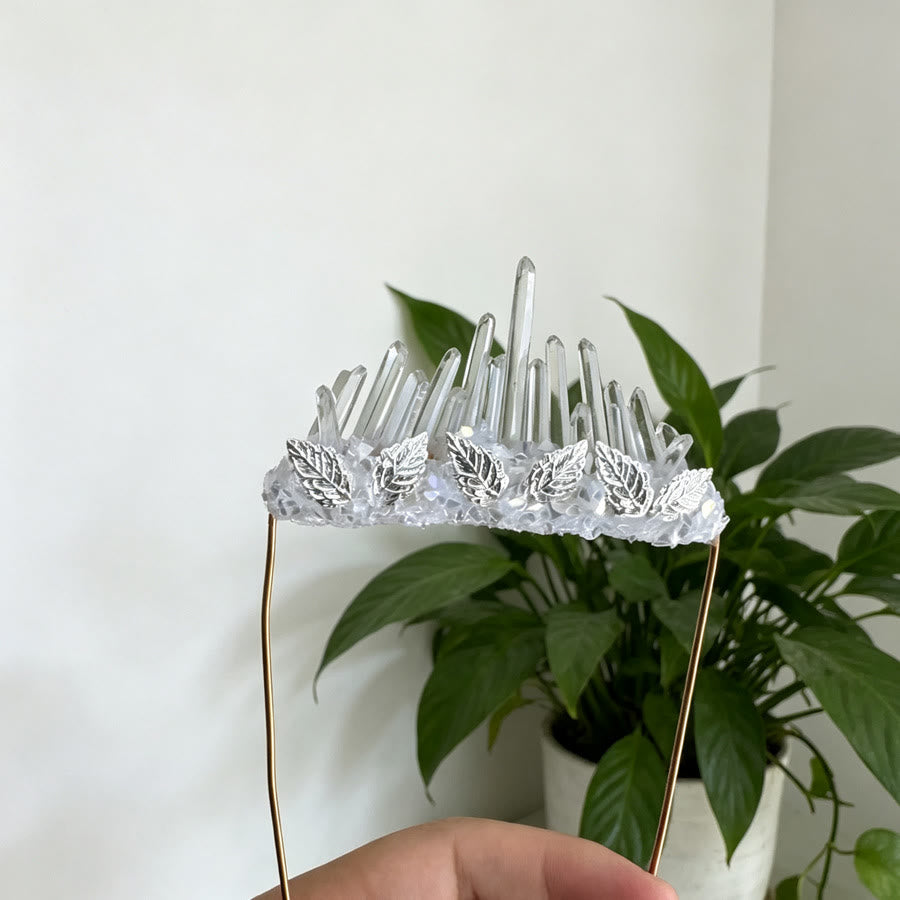 Olivenorma Witchy Occult Graduated Spike Crystal Leaf Trim Healing Crystal Brooch - image 2