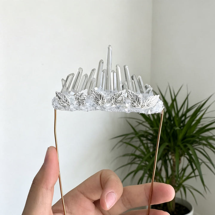 Olivenorma Witchy Occult Graduated Spike Crystal Leaf Trim Healing Crystal Brooch - image 3