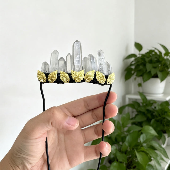 Olivenorma Golden Leaf Trim Graduated Clear Crystal Spike Handmade Decor Crystal Brooch - image 3