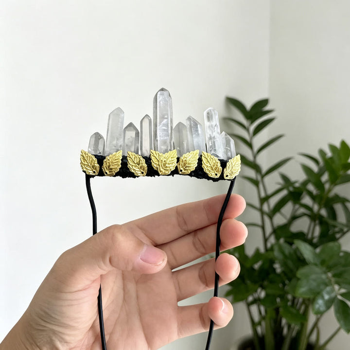 Olivenorma Golden Leaf Trim Graduated Clear Crystal Spike Handmade Decor Crystal Brooch - image 2