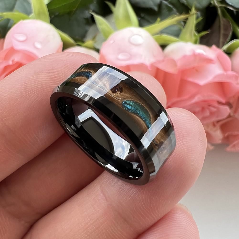 FREE Today: Antique Colorful Flowing Sand Design 8mm Black Stainless Steel Ring - image 7