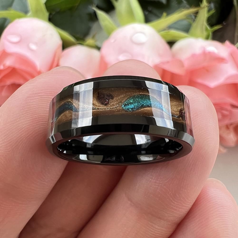 FREE Today: Antique Colorful Flowing Sand Design 8mm Black Stainless Steel Ring - image 8