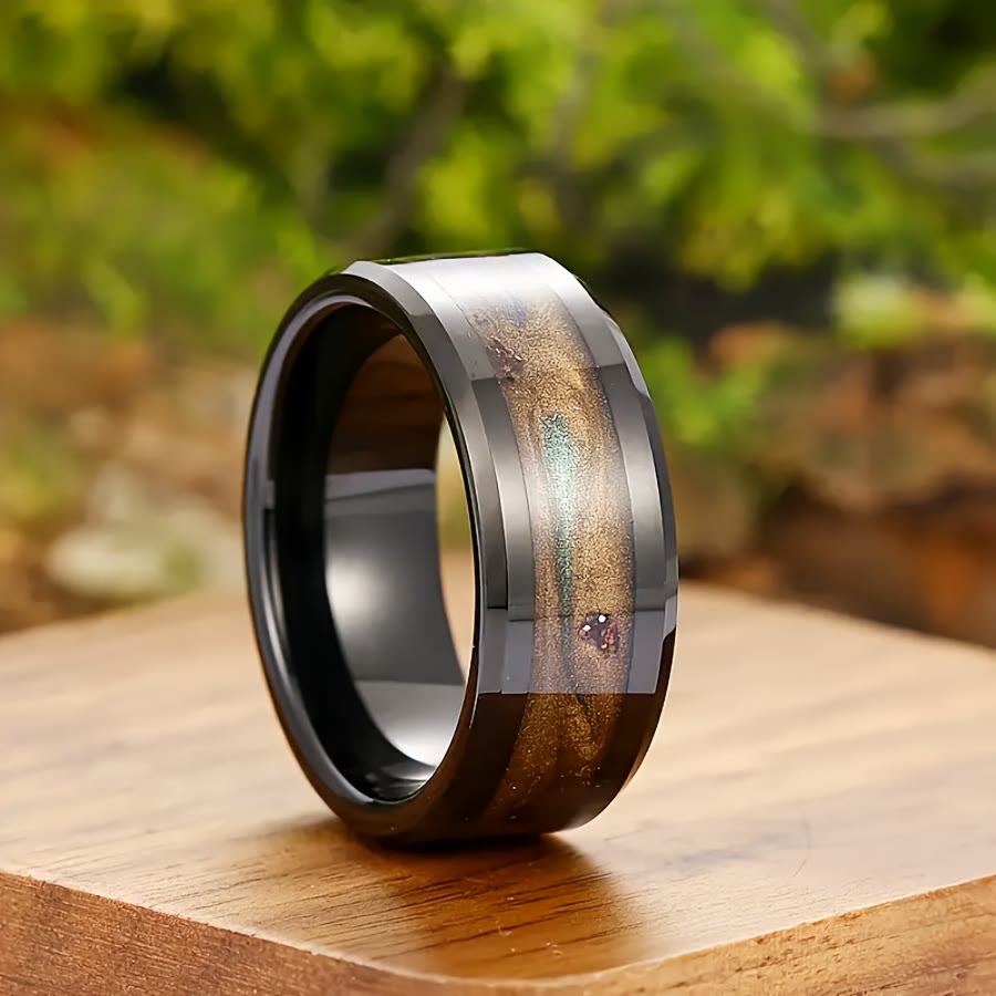 FREE Today: Antique Colorful Flowing Sand Design 8mm Black Stainless Steel Ring - image 9