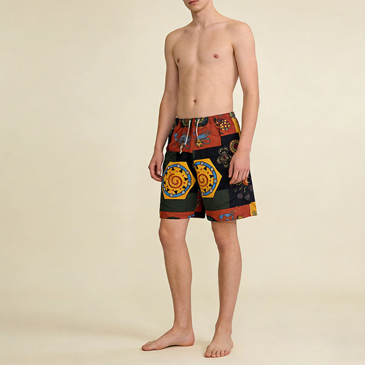 Olivenorma African Tribal Patchwork Geometric Mandala Print Drawstring Loose Fit Men's Short Pants - image 3