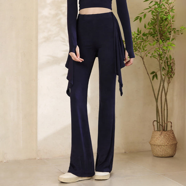 Olivenorma Knotted Waist Asymmetrical Wrap Design High Rise Flared Women's Yoga Pants - image 3