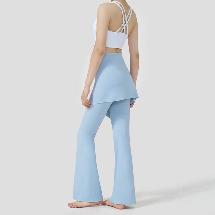 Olivenorma Layered Skirt-Overlay Design High Waist Flared Women's Yoga Pants - image 11