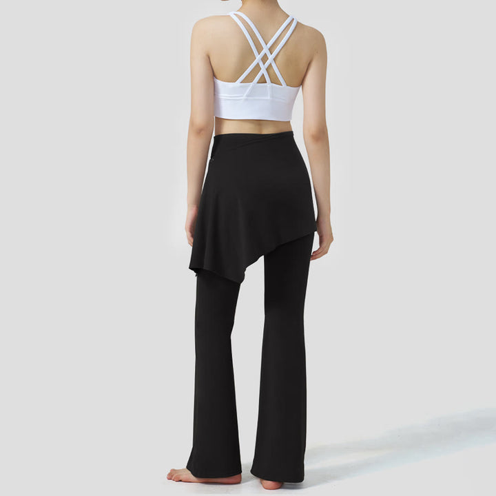 Olivenorma Layered Skirt-Overlay Design High Waist Flared Women's Yoga Pants - image 8