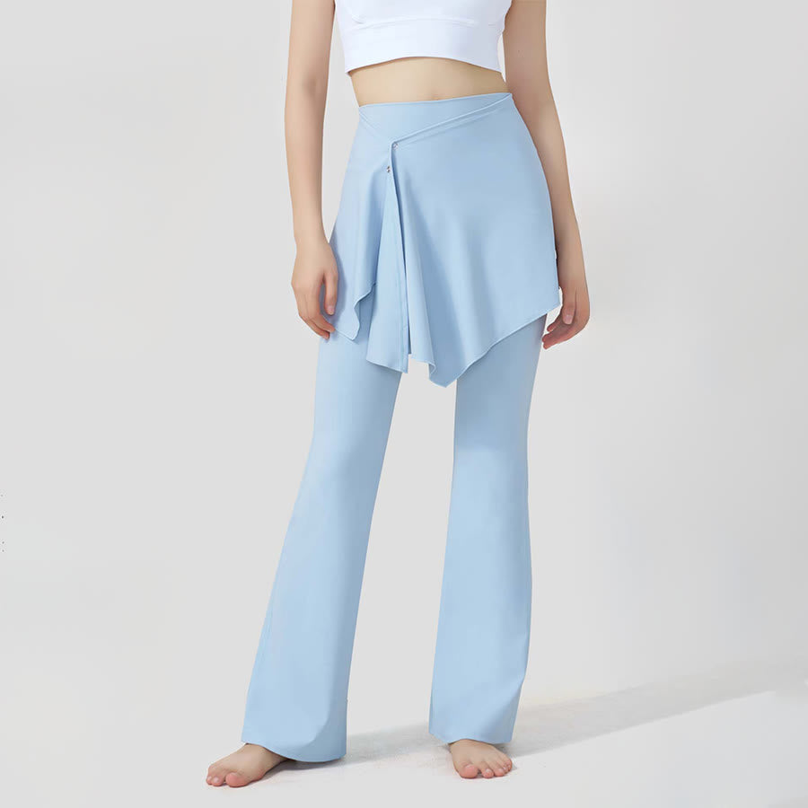 Olivenorma Layered Skirt-Overlay Design High Waist Flared Women's Yoga Pants - image 12