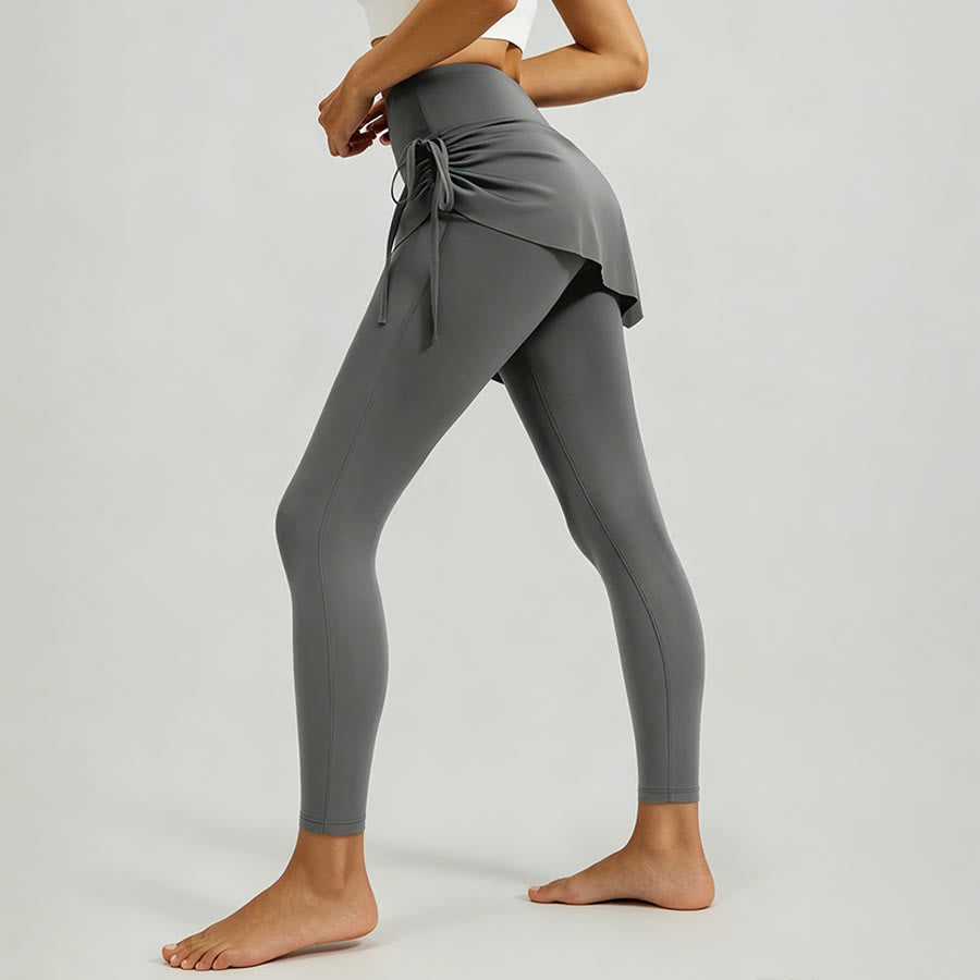 Olivenorma High Waist Wrap Skirt Overlay Drawstring Tie Women's Yoga Pants - image 9