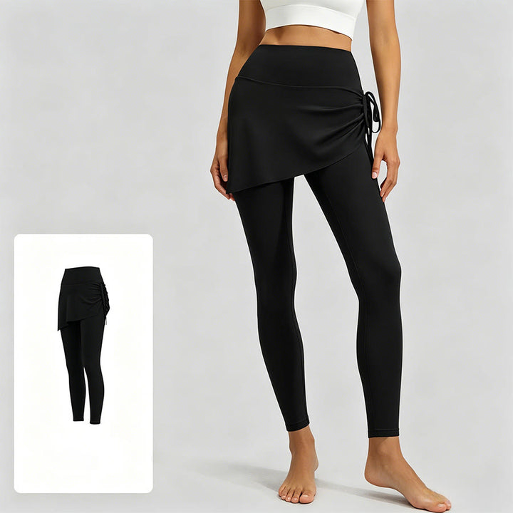 Olivenorma High Waist Wrap Skirt Overlay Drawstring Tie Women's Yoga Pants - Starry Black - XXL - image 6
