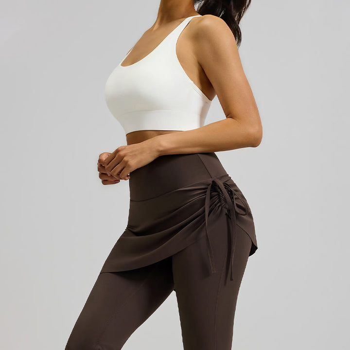 Olivenorma High Waist Wrap Skirt Overlay Drawstring Tie Women's Yoga Pants - image 5