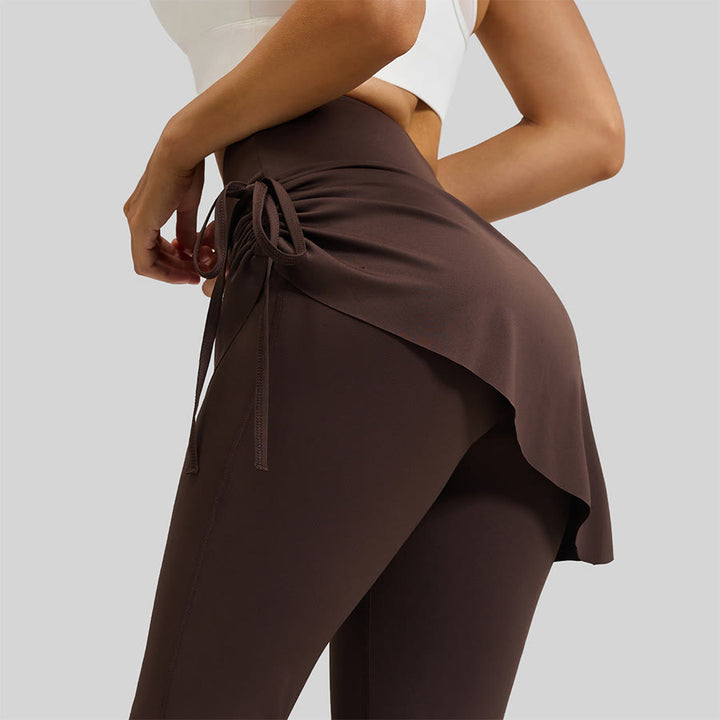Olivenorma High Waist Wrap Skirt Overlay Drawstring Tie Women's Yoga Pants - image 4