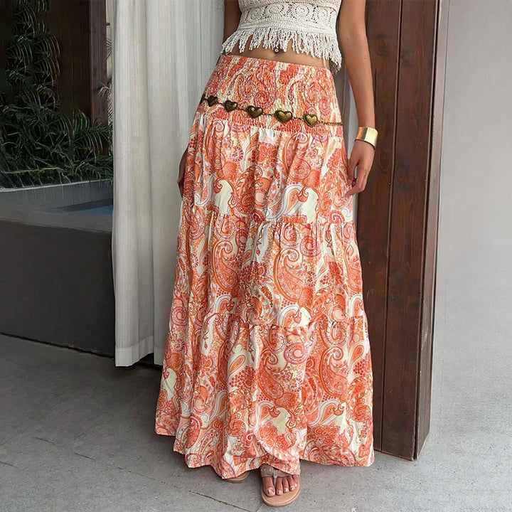 Olivenorma Resort Paisley Print High Waist Tiered Maxi Women's Dress - image 21
