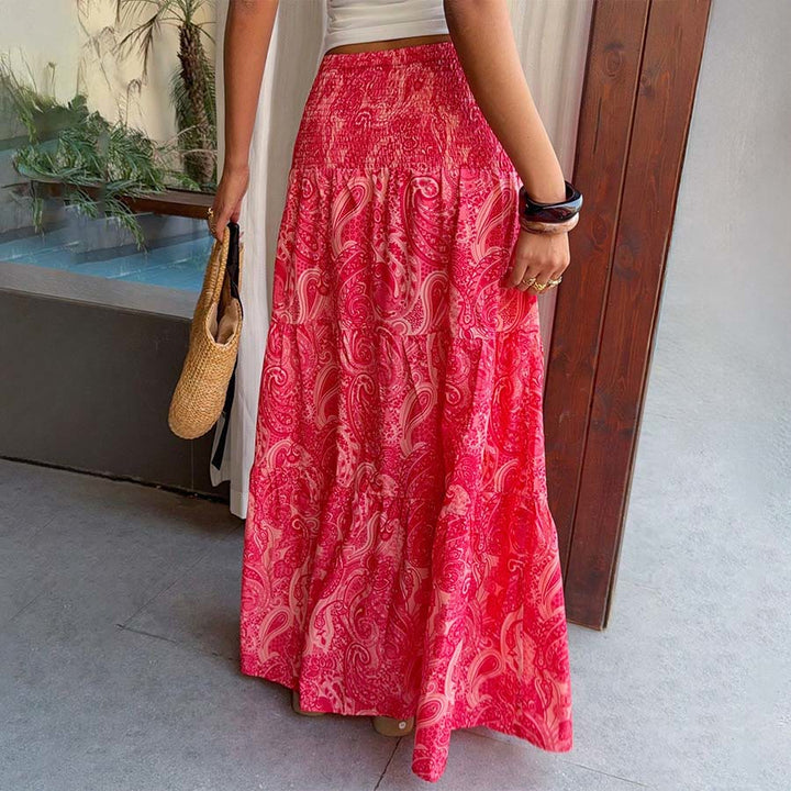 Olivenorma Resort Paisley Print High Waist Tiered Maxi Women's Dress - image 10