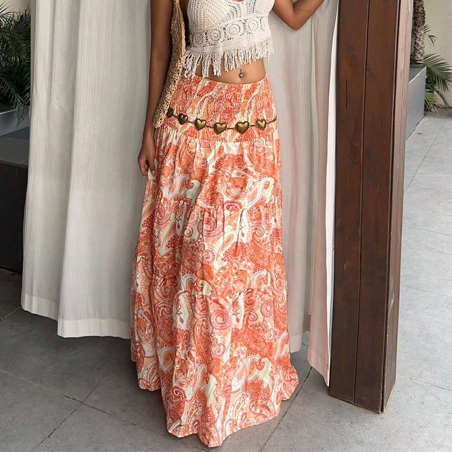 Olivenorma Resort Paisley Print High Waist Tiered Maxi Women's Dress - image 20