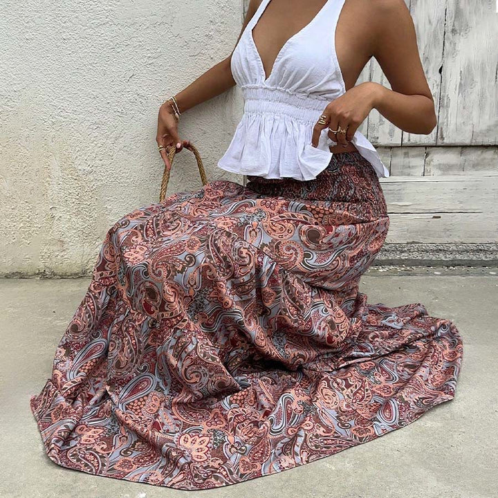 Olivenorma Resort Paisley Print High Waist Tiered Maxi Women's Dress - image 28