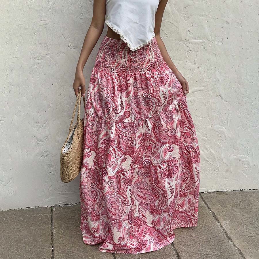Olivenorma Resort Paisley Print High Waist Tiered Maxi Women's Dress - image 17