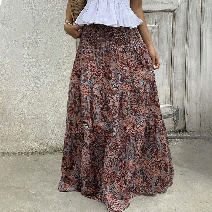 Olivenorma Resort Paisley Print High Waist Tiered Maxi Women's Dress - image 27