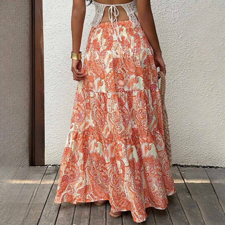 Olivenorma Resort Paisley Print High Waist Tiered Maxi Women's Dress - image 23