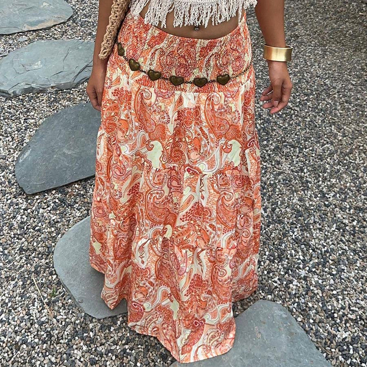 Olivenorma Resort Paisley Print High Waist Tiered Maxi Women's Dress - image 22