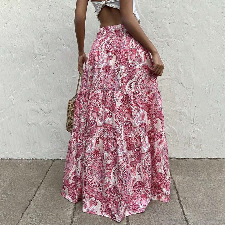 Olivenorma Resort Paisley Print High Waist Tiered Maxi Women's Dress - image 18