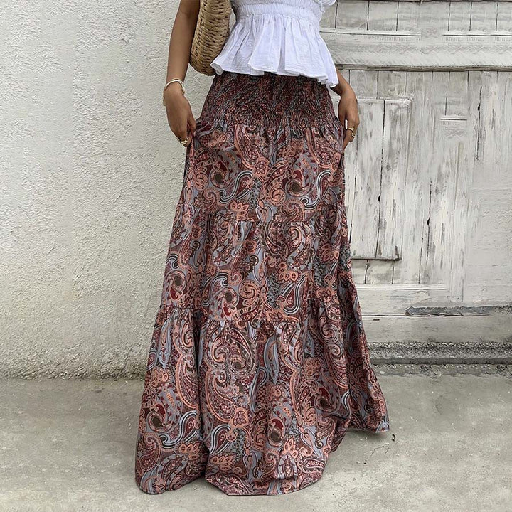 Olivenorma Resort Paisley Print High Waist Tiered Maxi Women's Dress - Gray - XL - image 24