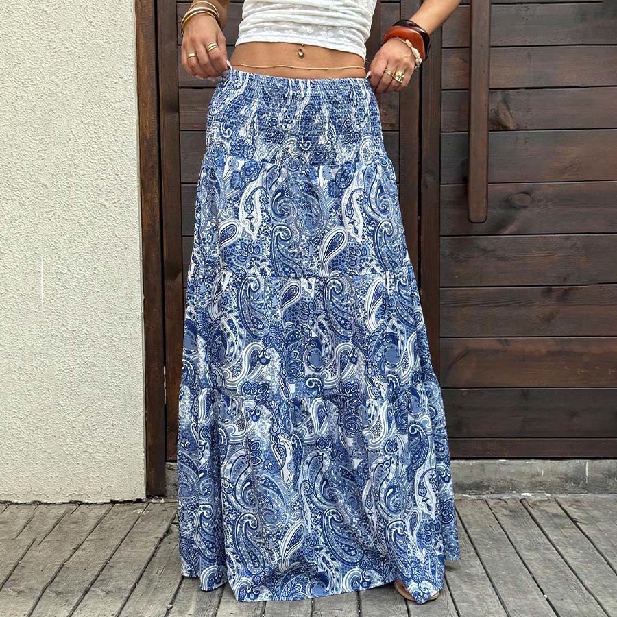 Olivenorma Resort Paisley Print High Waist Tiered Maxi Women's Dress - image 31