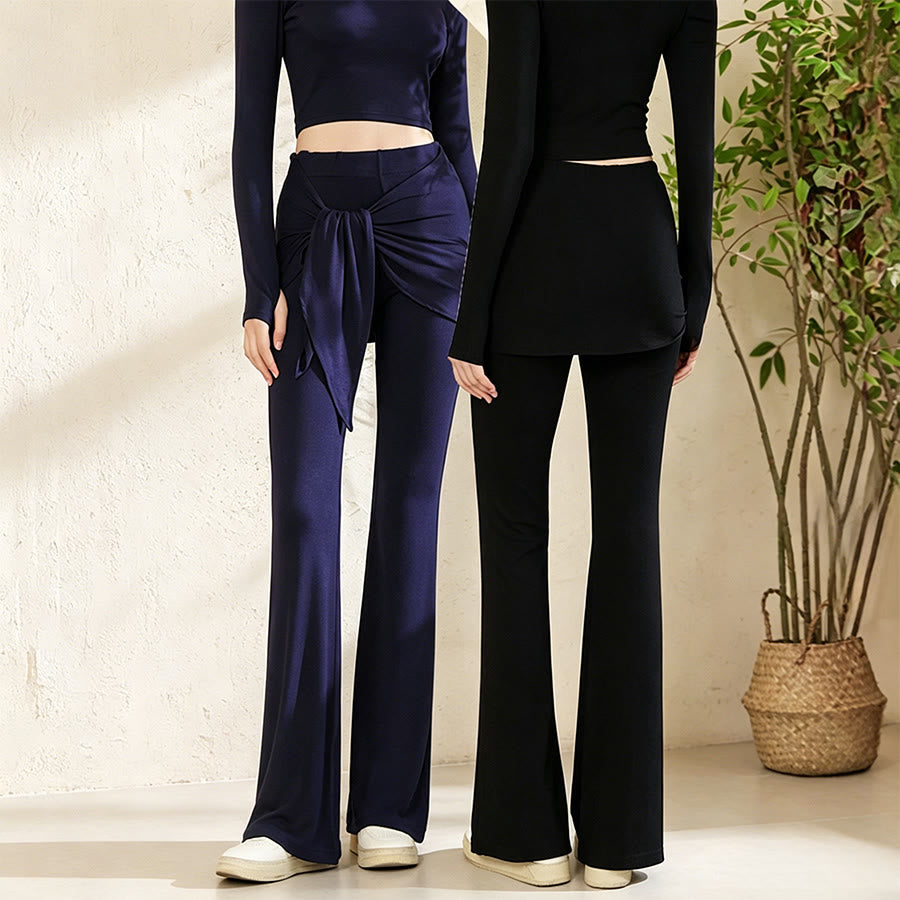 Olivenorma Knotted Waist Asymmetrical Wrap Design High Rise Flared Women's Yoga Pants - image 6