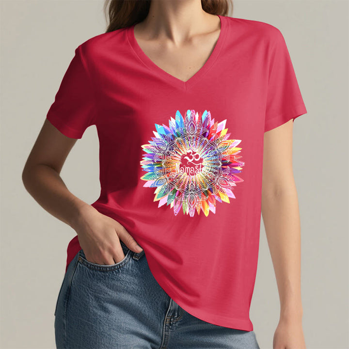 Olivenorma Zen Inspired Mandala Om Namaste V-Neck T-Shirt - image 28