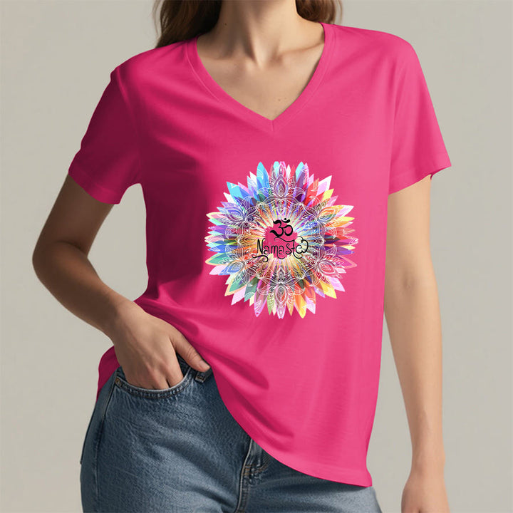 Olivenorma Zen Inspired Mandala Om Namaste V-Neck T-Shirt - image 34