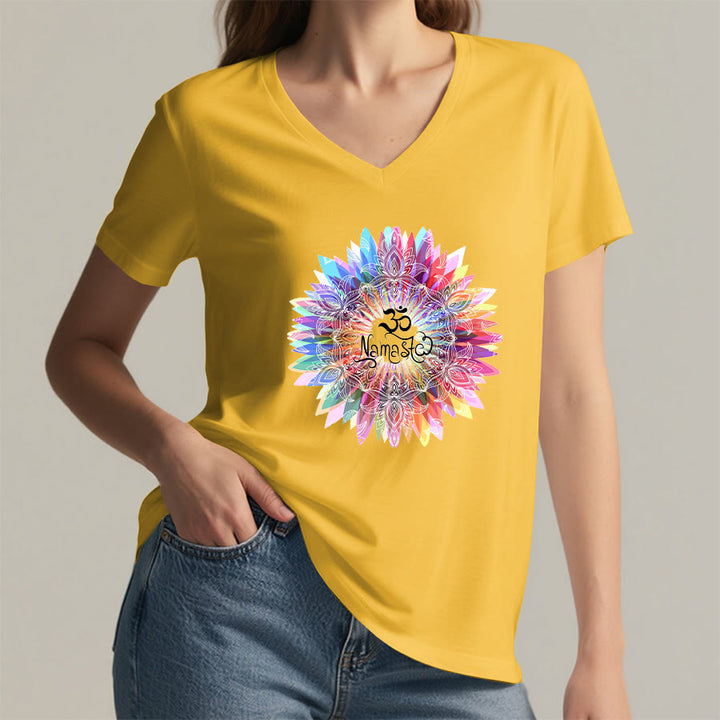 Olivenorma Zen Inspired Mandala Om Namaste V-Neck T-Shirt - image 31
