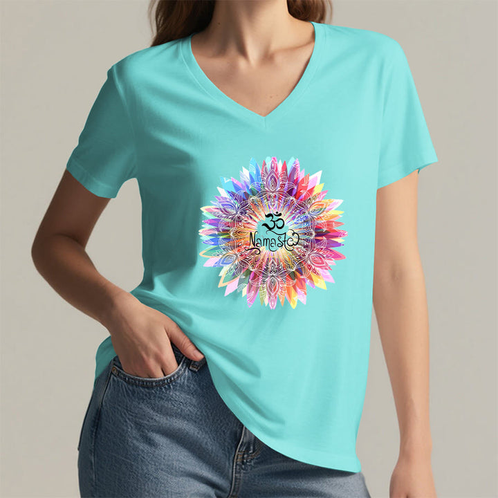 Olivenorma Zen Inspired Mandala Om Namaste V-Neck T-Shirt - image 10