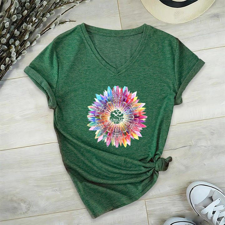 Olivenorma Zen Inspired Mandala Om Namaste V-Neck T-Shirt - image 23
